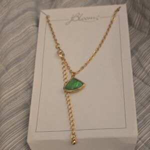 bloom Gold Necklace with Green Pendant
